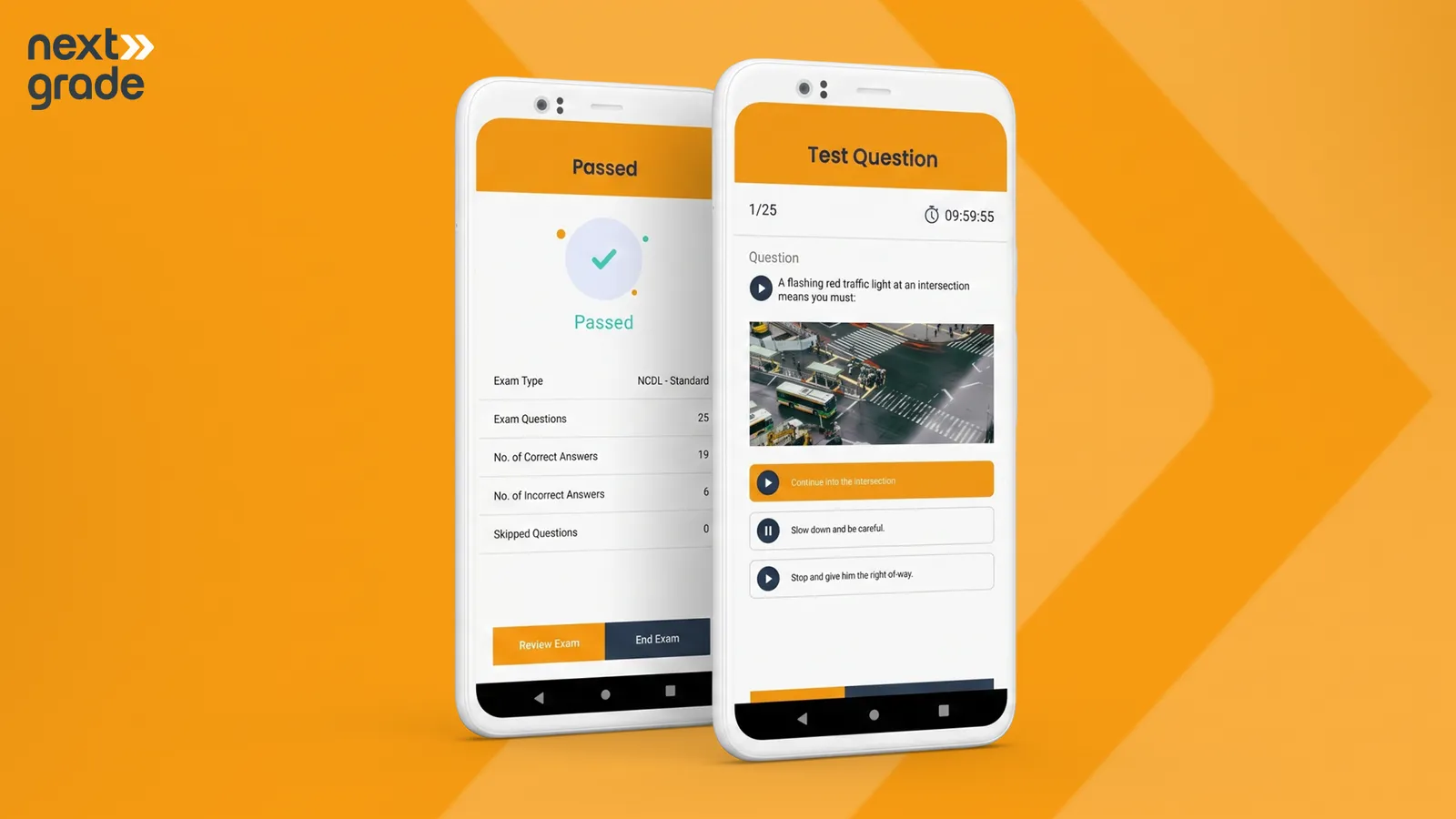 Next Grade app screens