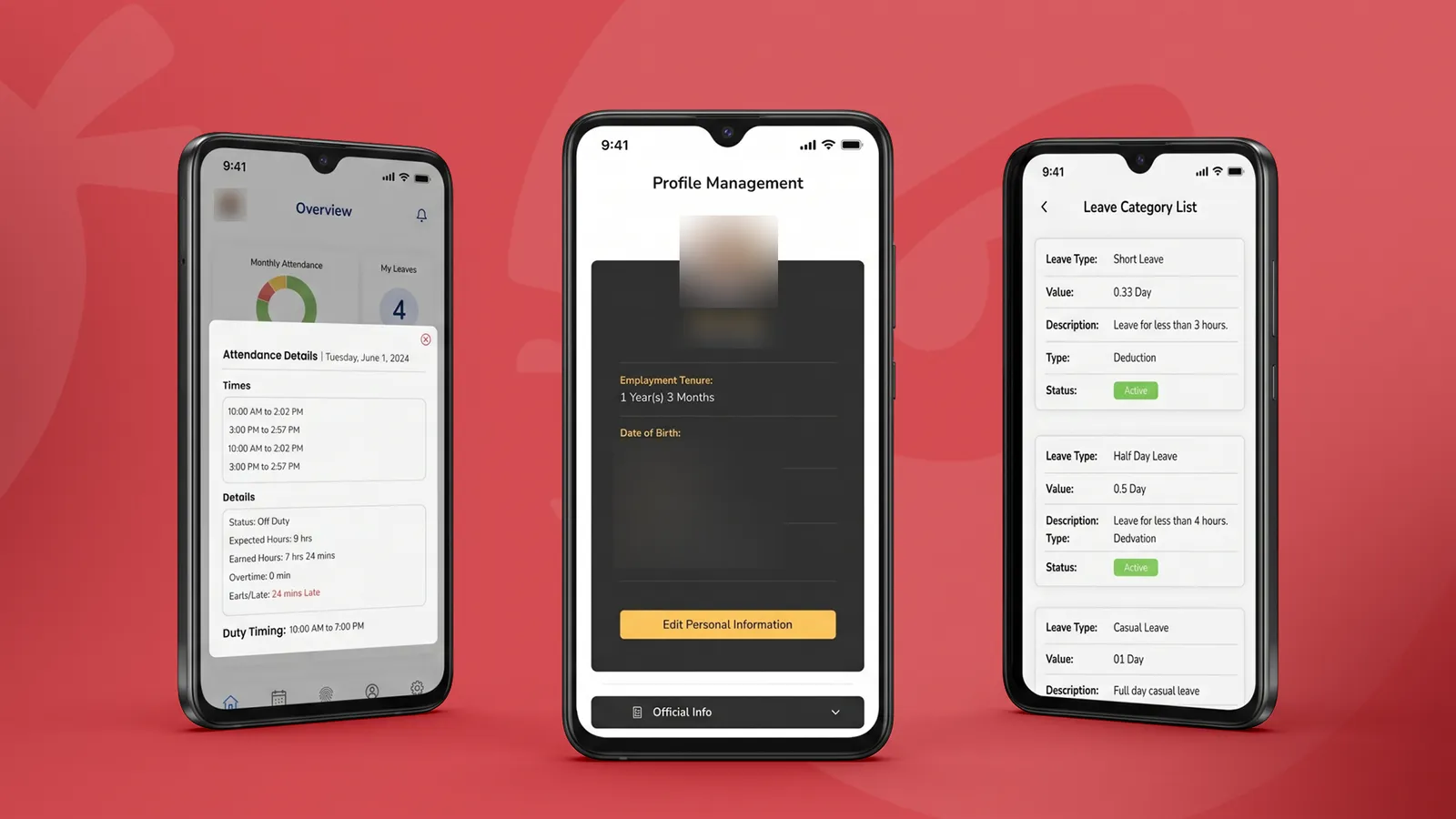 NinjaHR app screens