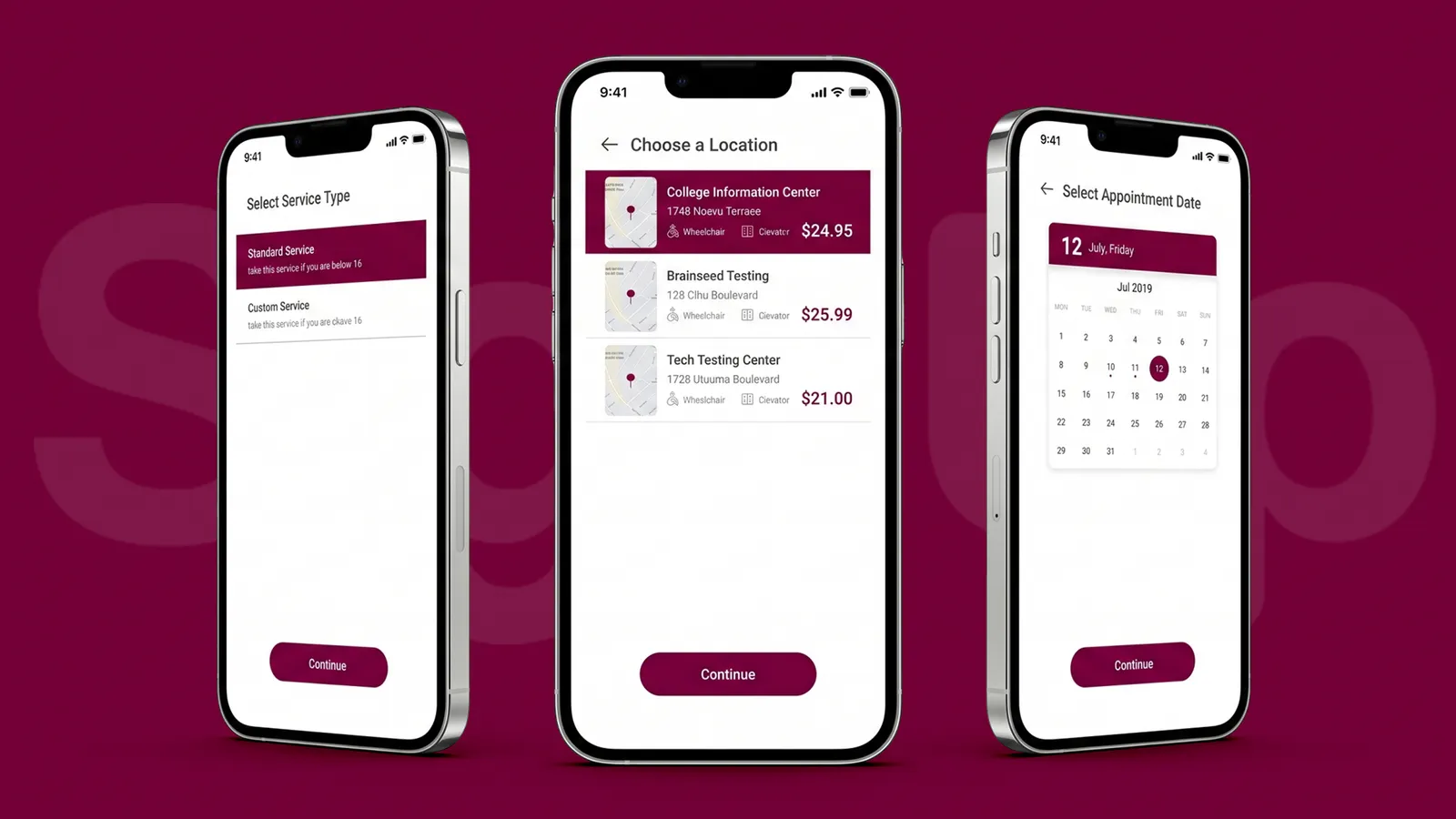 Online Signup app screens