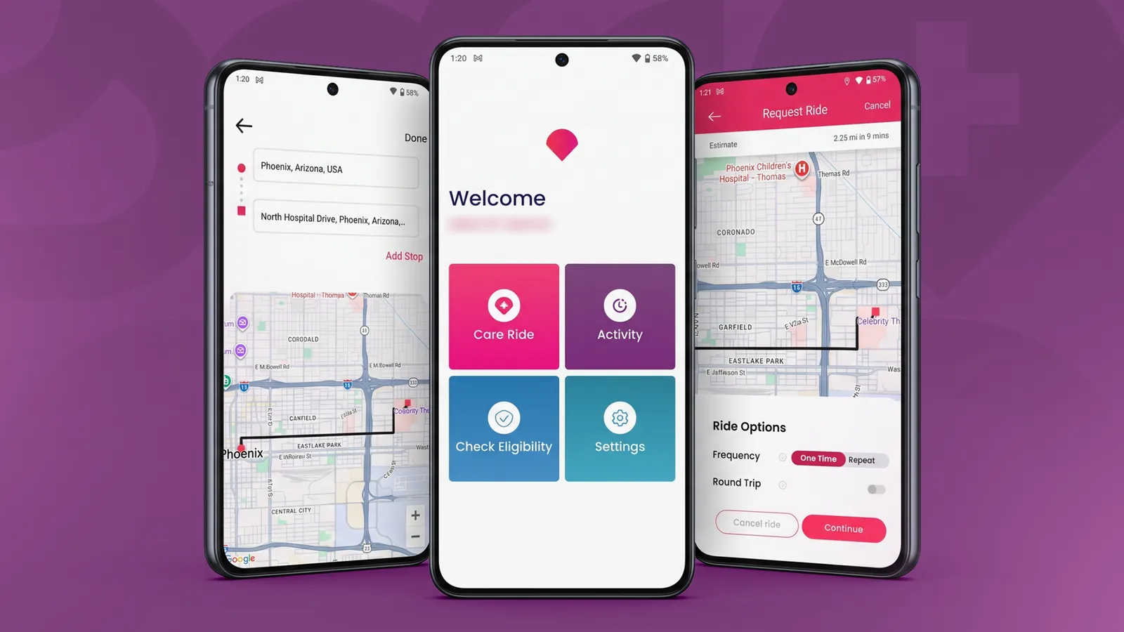 Safr Care app screens