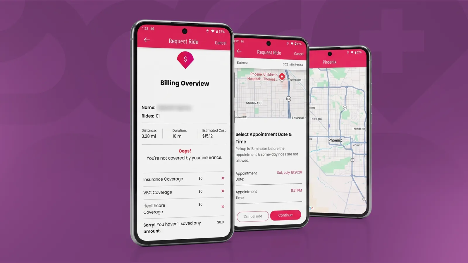 Safr Care app screens